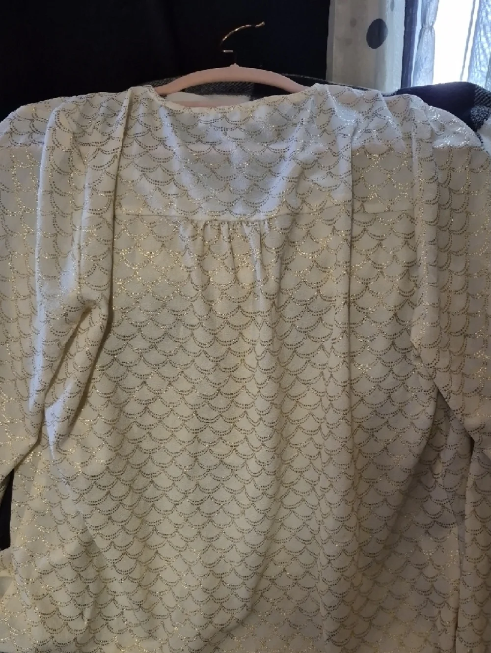 Michael Kors Cream Blouse with Gold Glitter Zip